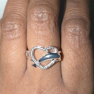 Women's 1Ct Round Cut Moissanite Heart Split Shank Dolphin 925 Silver Ring Sz 7